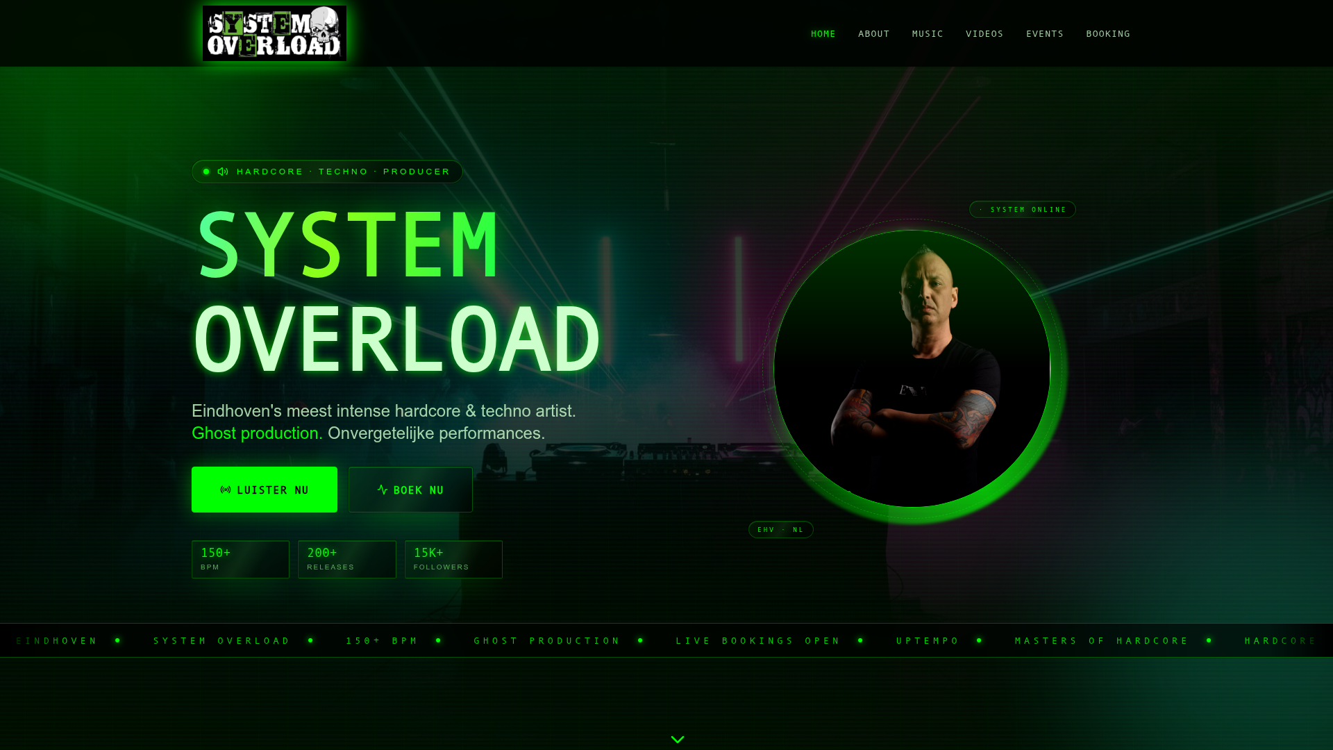 DJ System Overload — Website-Screenshot